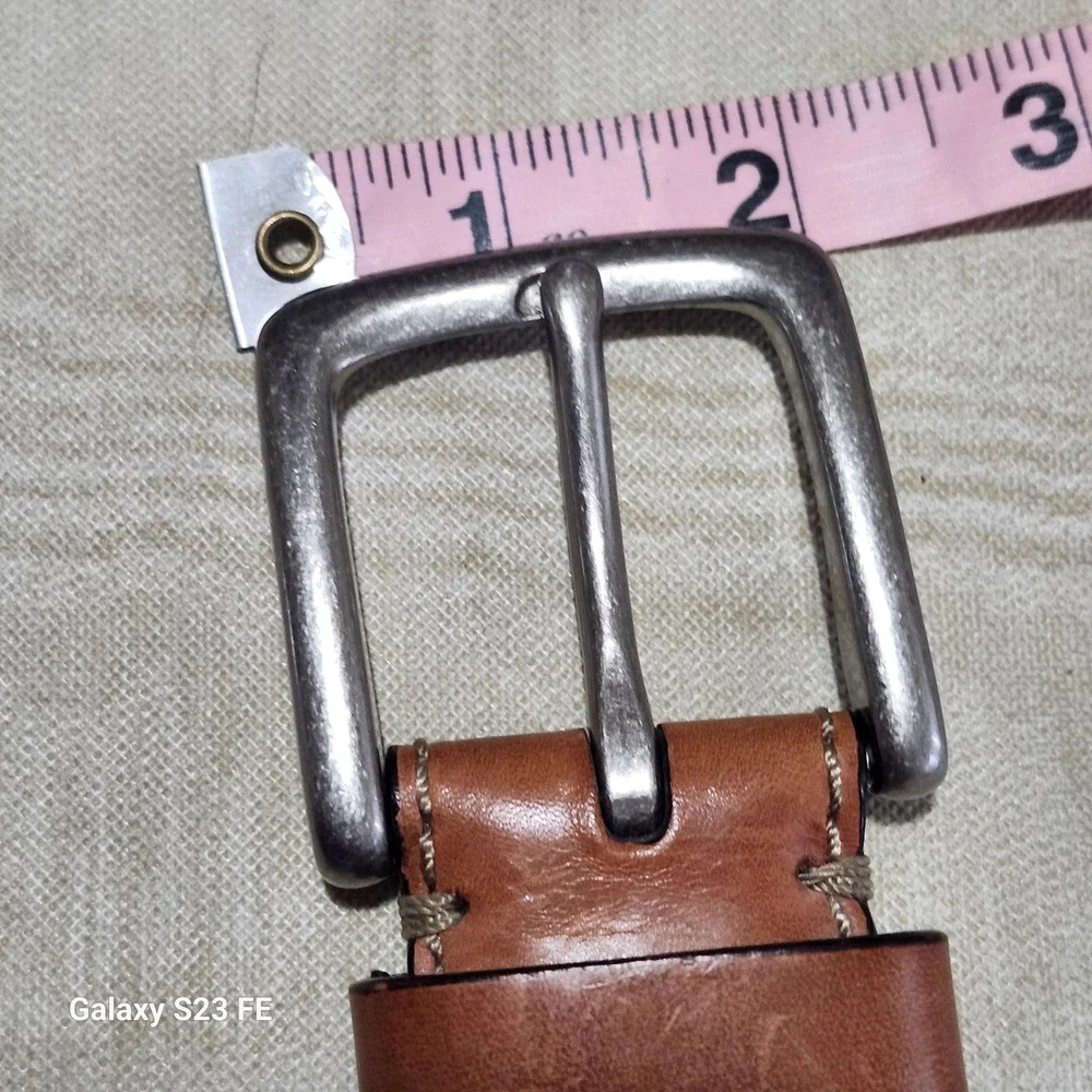 Fossil Leather Belt Men 36 Brown Silver Buckle Casual Workwear Basic 100153 1218